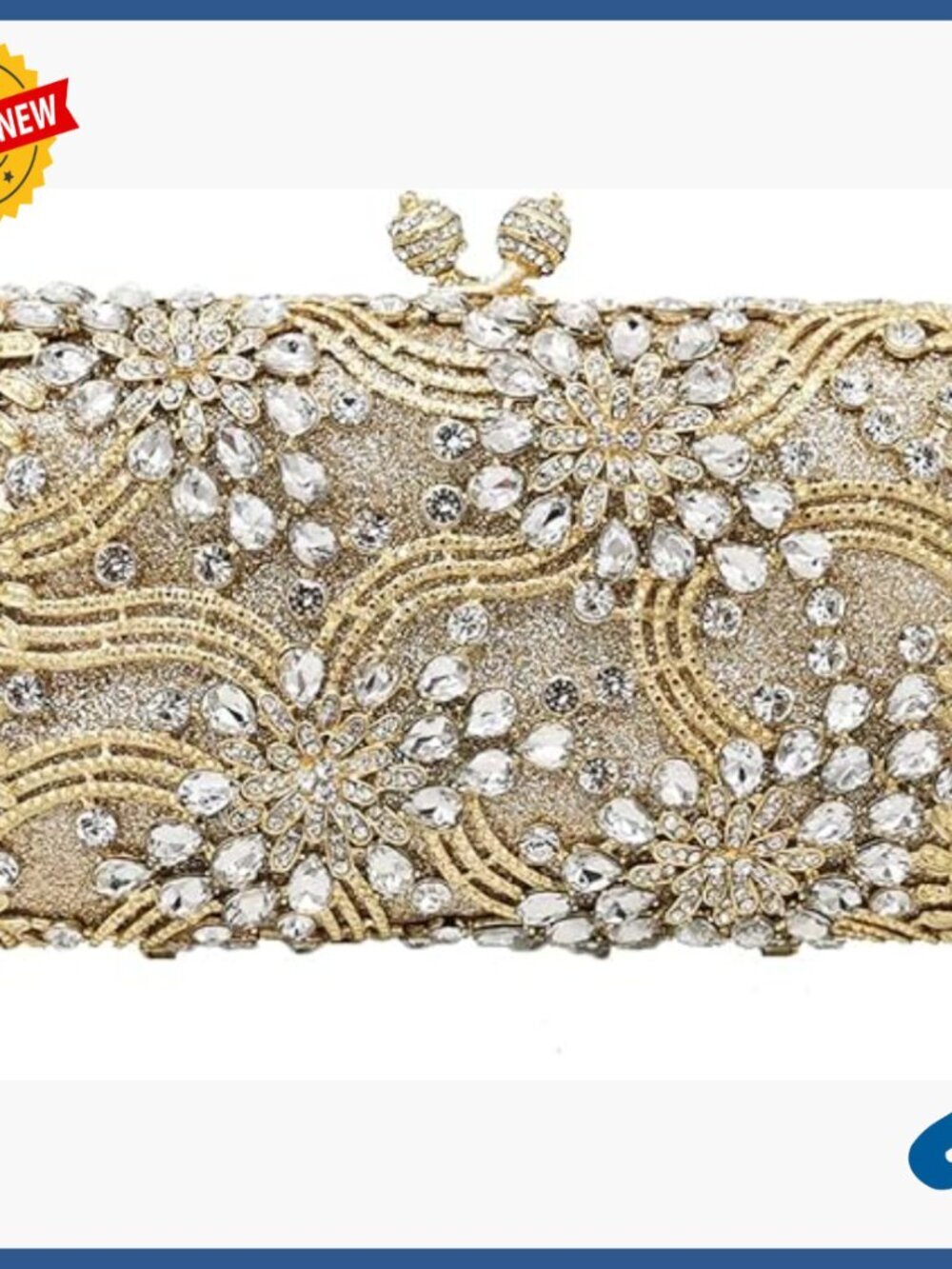 Mini Flower Rhinestone Clutch Evening Bag with Detachable Straps